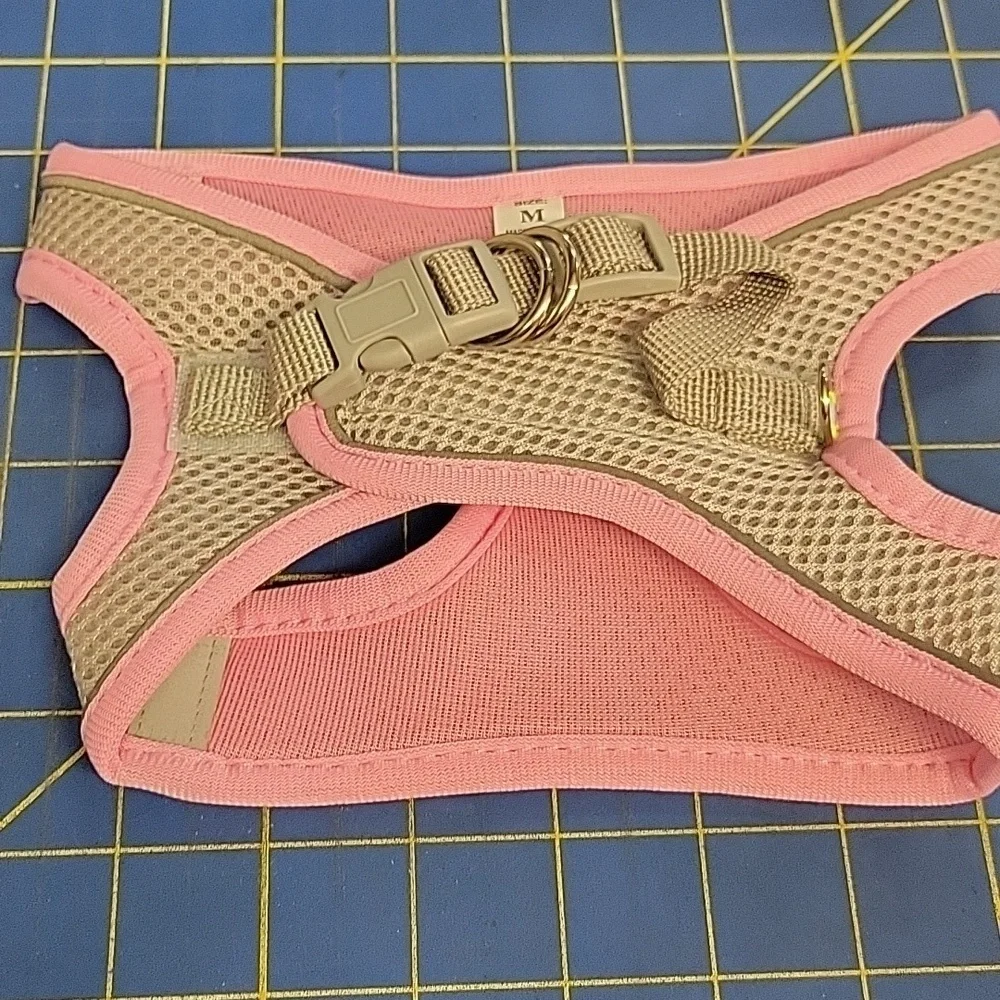 Pink & Gray Mesh Pet Buckle & Velcro Harness 12